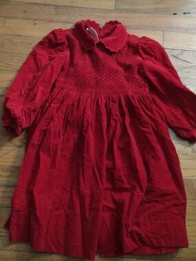 VTG Heirloom By Polly Flinders Holiday Red Corduroy Dress